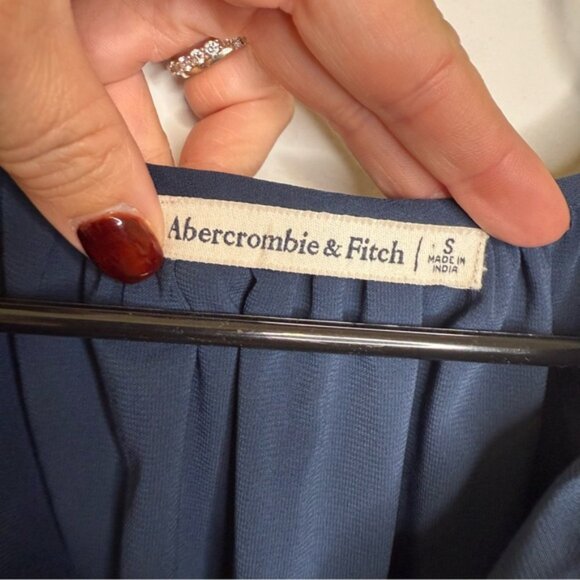 Abercrombie x Kathleen Post Long-Sleeve Wrap Micro Mini Dress Navy - Picture 6 of 9